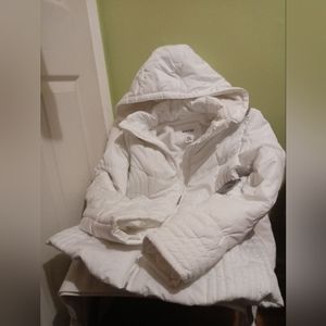 St. John's Bay White Puffer Bomber Jacket, Size- Small